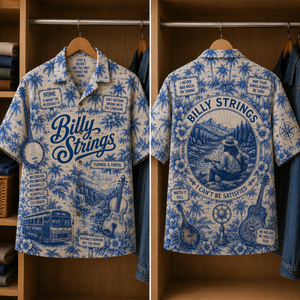 Billy Strings Tropical Blue Hawaiian Shirt - Unisex Music Collage Button Up