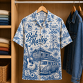 Bob Marley Tropical Blue Hawaiian Shirt - Unisex Music Collage Button Up