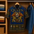 Queen Stained Glass Hawaiian Shirt - Unisex Music Collage Button Up