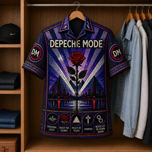 Depeche Mode Stained Glass Hawaiian Shirt - Unisex Music Collage Button Up