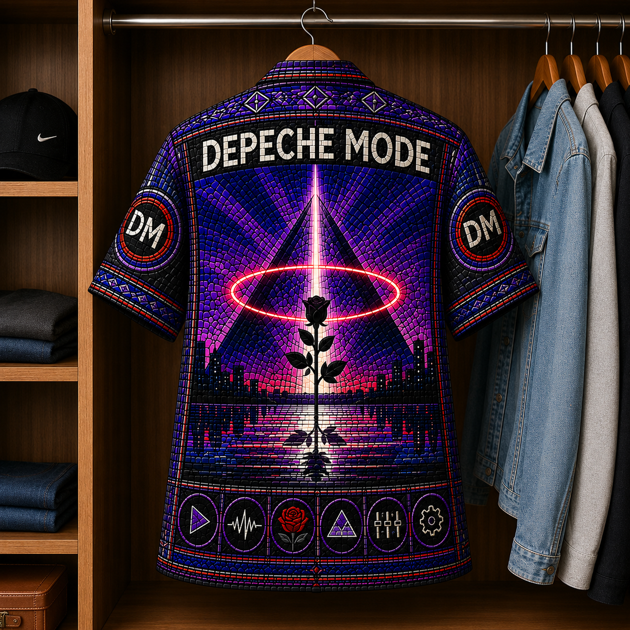 Depeche Mode Stained Glass Hawaiian Shirt - Unisex Music Collage Button Up