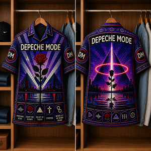 Depeche Mode Stained Glass Hawaiian Shirt - Unisex Music Collage Button Up