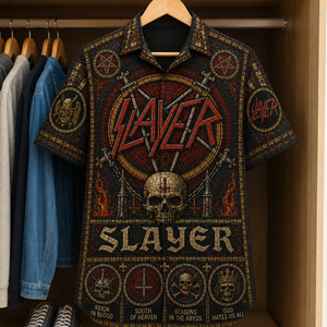Slayer Stained Glass Hawaiian Shirt - Unisex Button Up