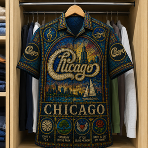 Chicago Stained Glass Hawaiian Shirt - Unisex Button Up