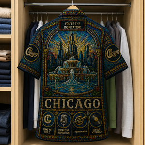 Chicago Stained Glass Hawaiian Shirt - Unisex Button Up