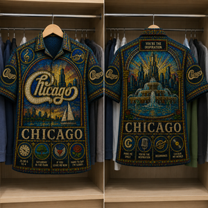 Chicago Stained Glass Hawaiian Shirt - Unisex Button Up