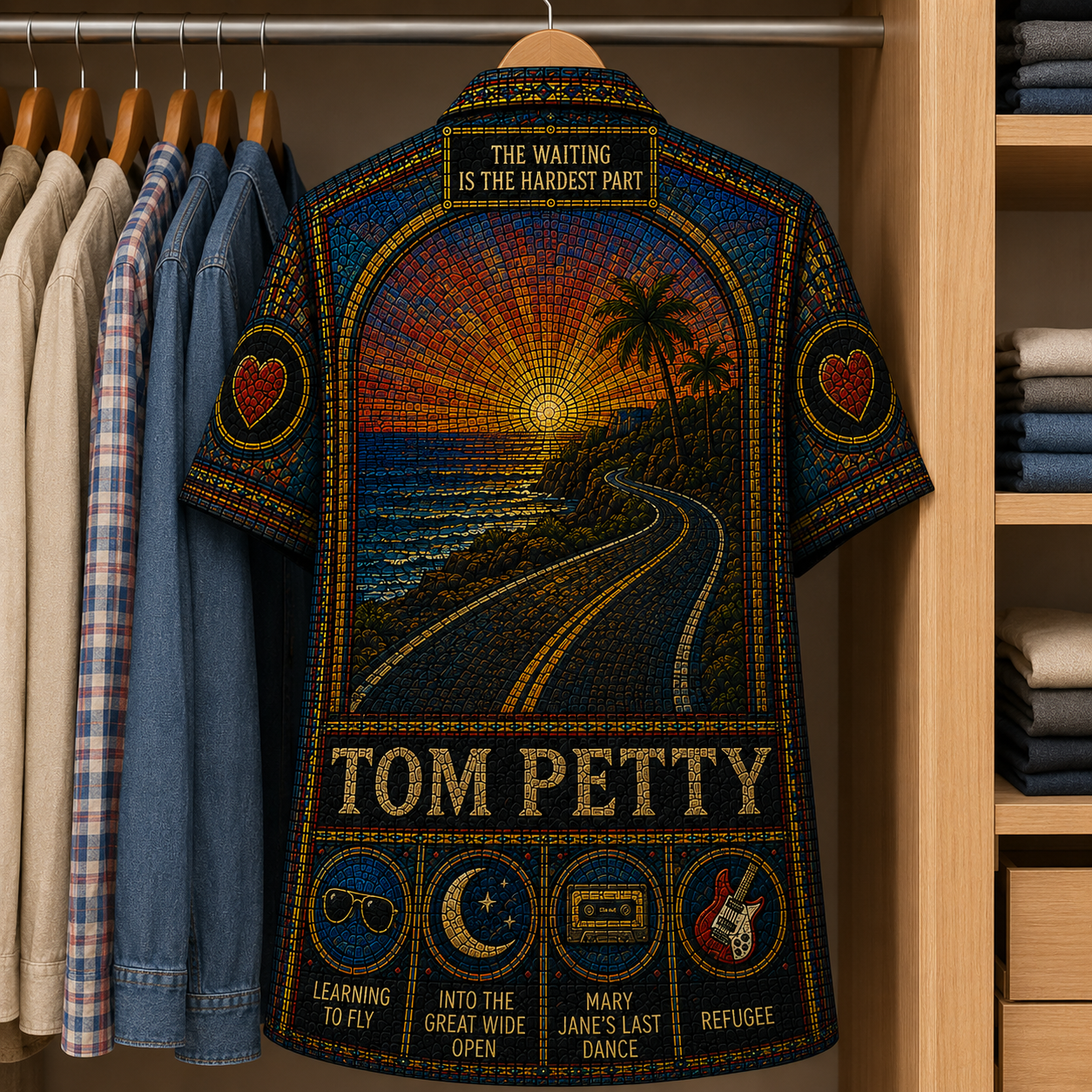 Tom Petty Stained Glass Hawaiian Shirt - Unisex Button Up