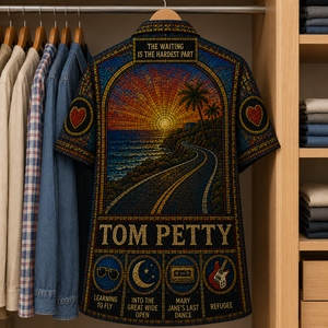 Tom Petty Stained Glass Hawaiian Shirt - Unisex Button Up