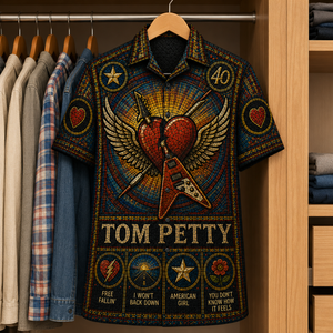 Tom Petty Stained Glass Hawaiian Shirt - Unisex Button Up