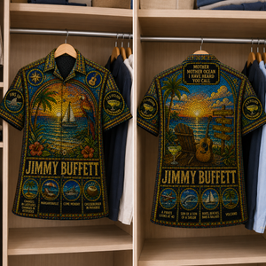 Jimmy Buffet Stained Glass Hawaiian Shirt - Unisex Button Up