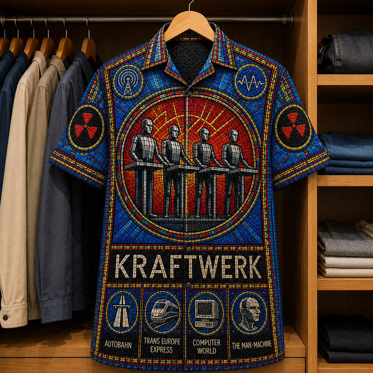 KraftWerk Stained Glass Hawaiian Shirt - Unisex Button Up