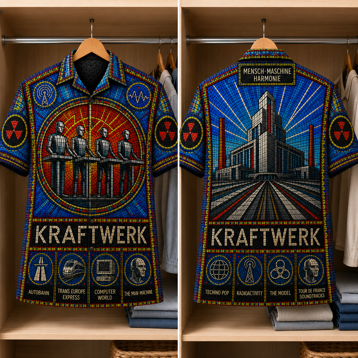 KraftWerk Stained Glass Hawaiian Shirt - Unisex Button Up