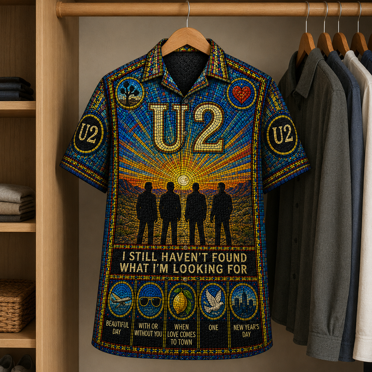 U2 Stained Glass Hawaiian Shirt - Unisex Button Up