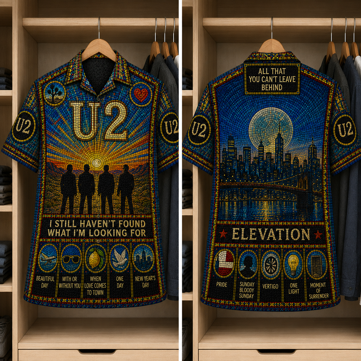 U2 Stained Glass Hawaiian Shirt - Unisex Button Up