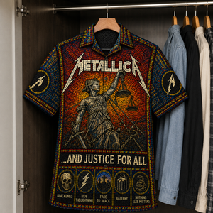 Metallica Stained Glass Hawaiian Shirt - Unisex Button Up