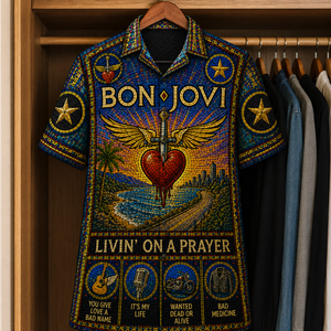 Bon Jovi Stained Glass Hawaiian Shirt - Unisex Button Up