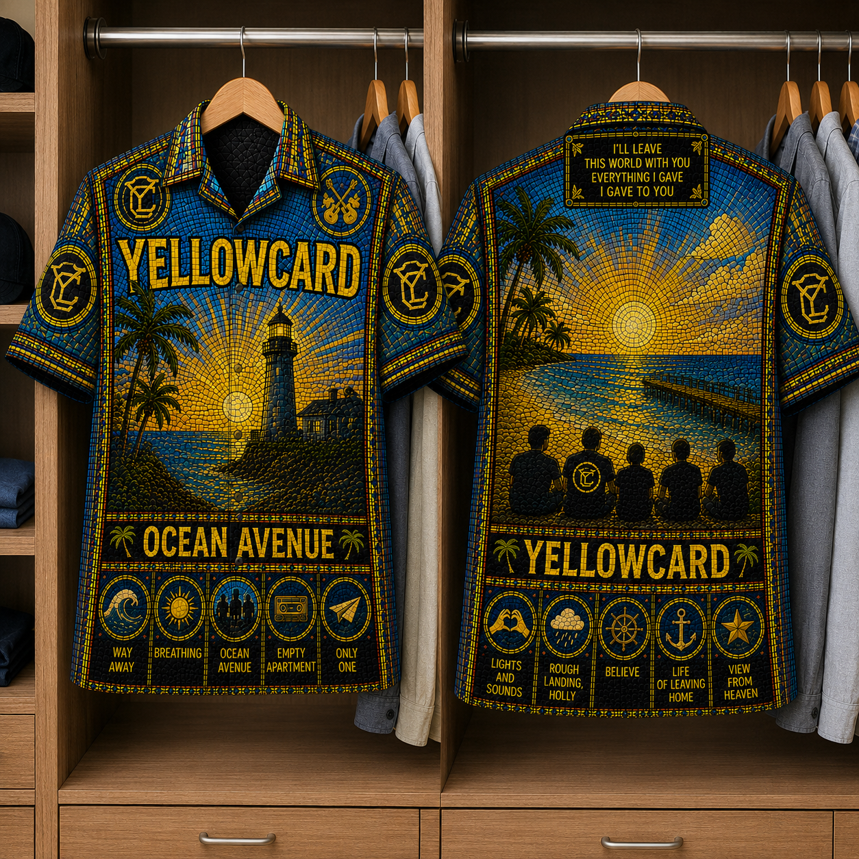 YellowCard Stained Glass Hawaiian Shirt - Unisex Button Up