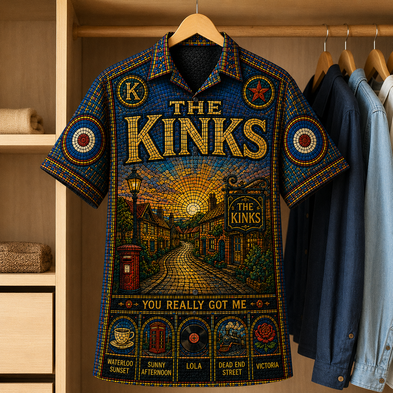 The Kinks Stained Glass Hawaiian Shirt - Unisex Button Up