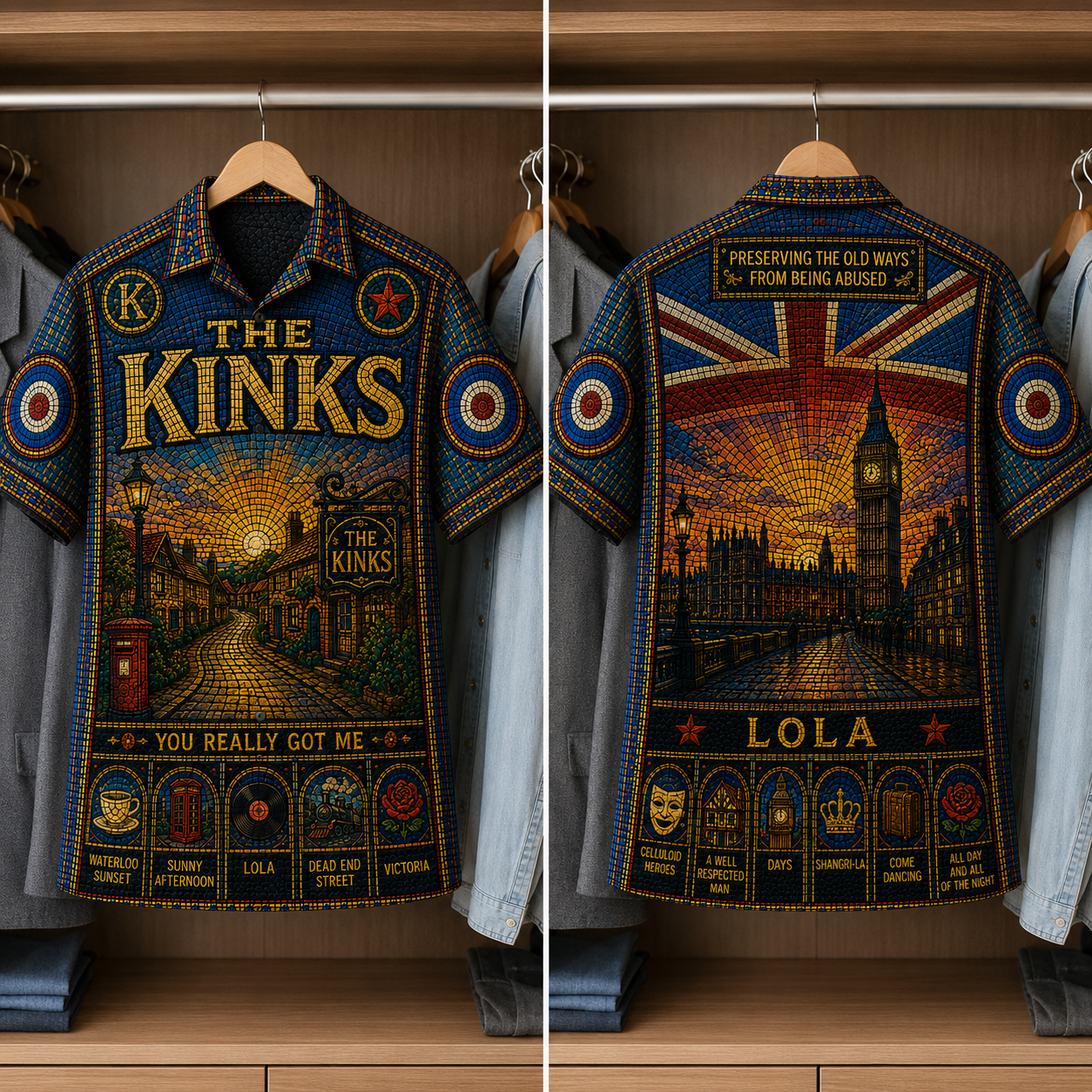 The Kinks Stained Glass Hawaiian Shirt - Unisex Button Up
