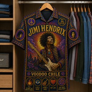 Jimi Hendrix Stained Glass Hawaiian Shirt - Unisex Button Up