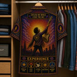 Jimi Hendrix Stained Glass Hawaiian Shirt - Unisex Button Up