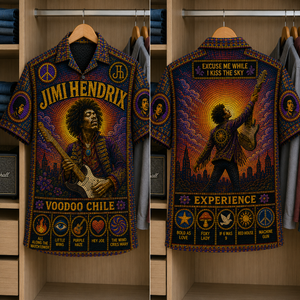 Jimi Hendrix Stained Glass Hawaiian Shirt - Unisex Button Up