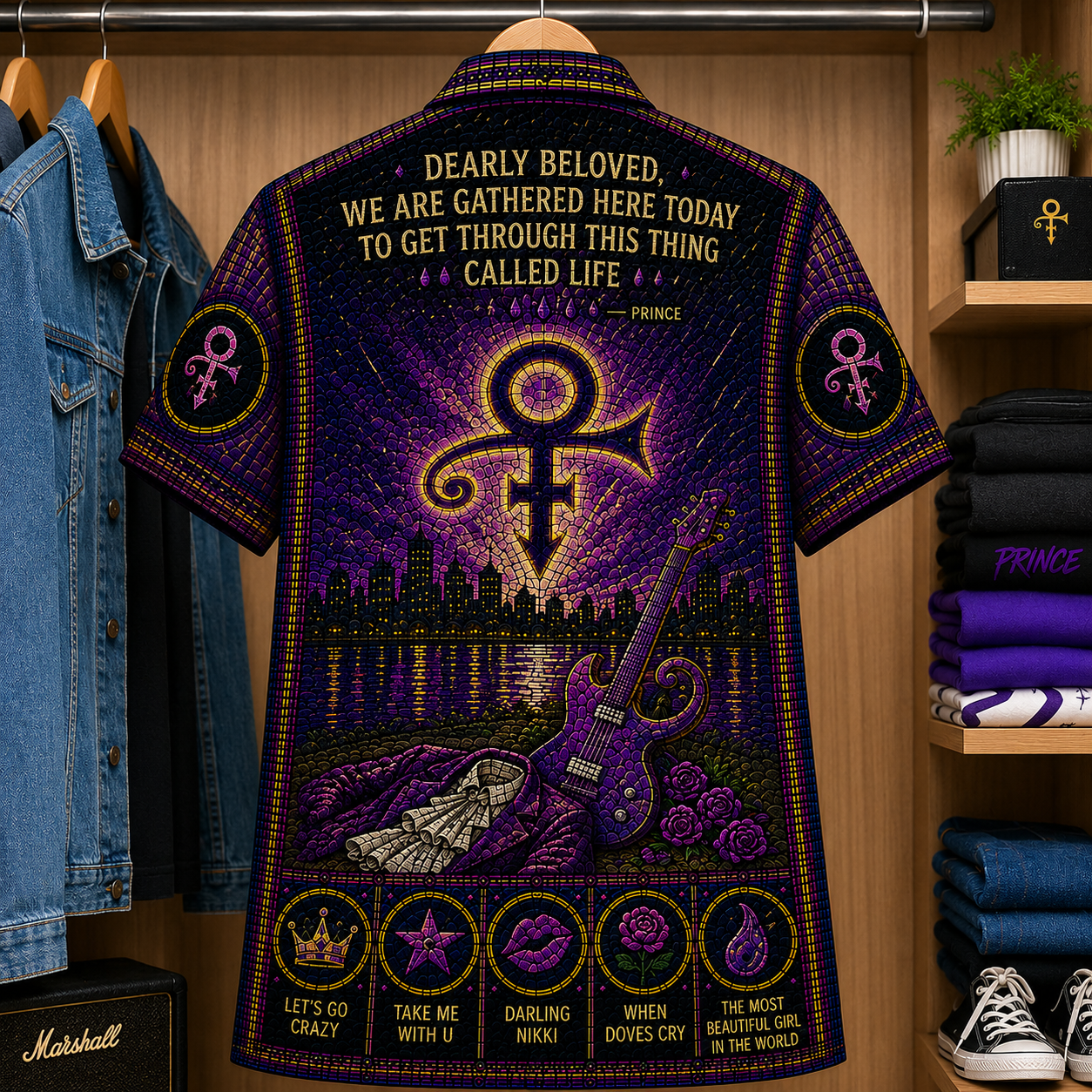 Purple Rain Stained Glass Hawaiian Shirt - Unisex Button Up