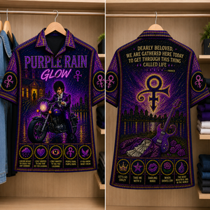 Purple Rain Stained Glass Hawaiian Shirt - Unisex Button Up