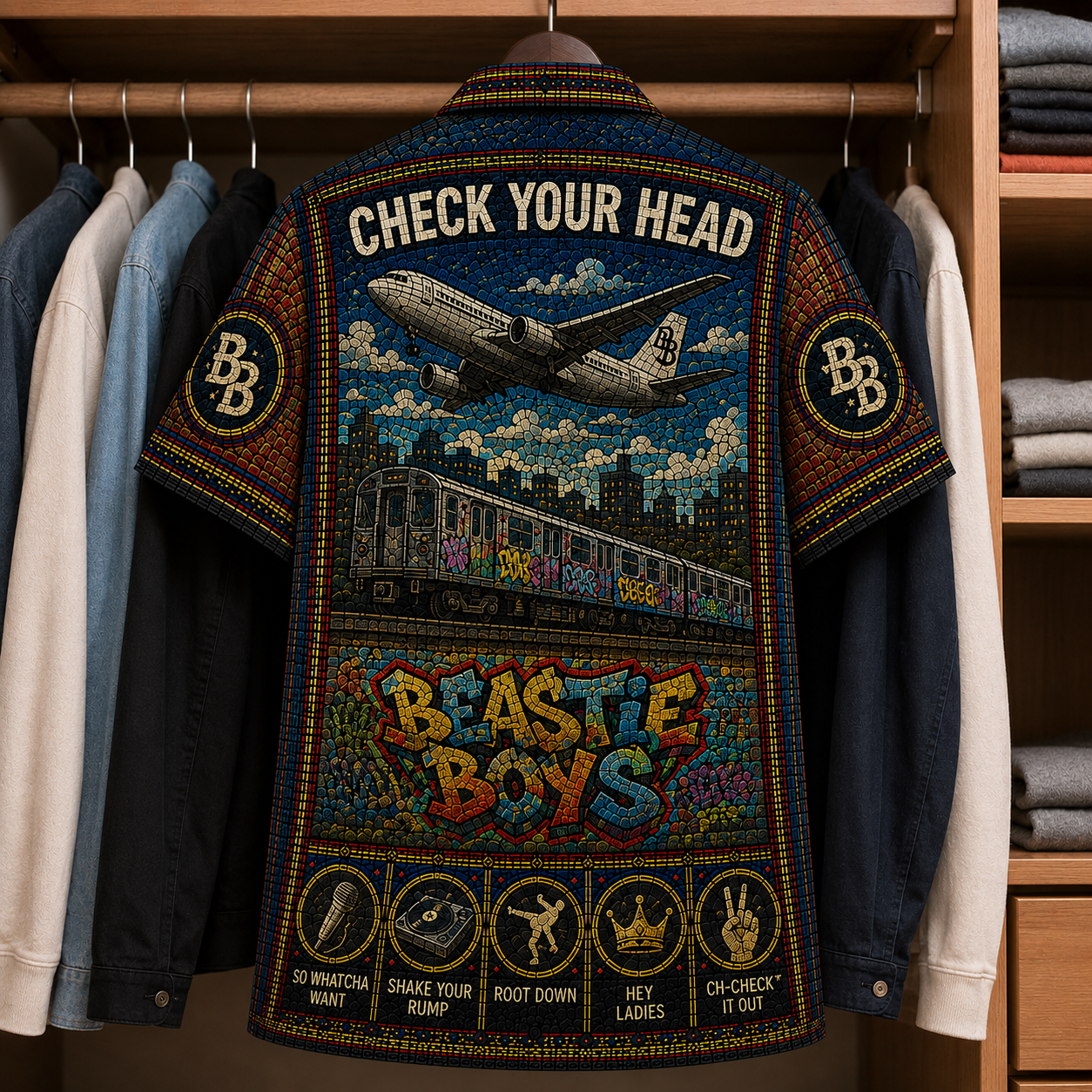 Beastie Boys Stained Glass Hawaiian Shirt - Unisex Button Up
