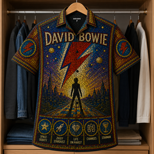 David Bowie Stained Glass Hawaiian Shirt - Unisex Button Up