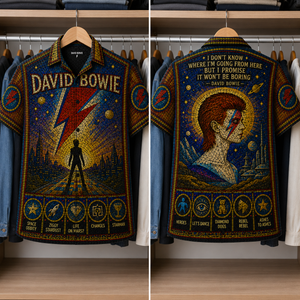 David Bowie Stained Glass Hawaiian Shirt - Unisex Button Up