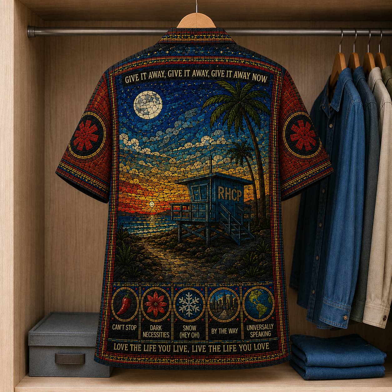 Red Hot Chili Peppers Stained Glass Hawaiian Shirt - Unisex Button Up