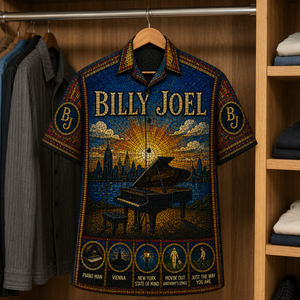 Billy Joel Stained Glass Hawaiian Shirt - Unisex Button Up