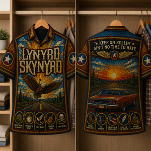 Lynyrd Skynyrd Stained Glass Hawaiian Shirt - Unisex Button Up