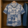 Bob Dylan Tropical Blue Hawaiian Shirt - Unisex Music Collage Button Up