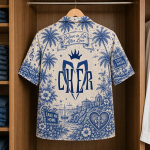 Cher Tropical Blue Hawaiian Shirt - Unisex Music Collage Button Up