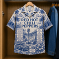 Red Hot Chili Peppers Tropical Blue Hawaiian Shirt - Unisex Music Collage Button Up