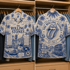 The Rolling Stone Special Edition Tropical Blue Hawaiian Shirt - Unisex Music Collage Button Up