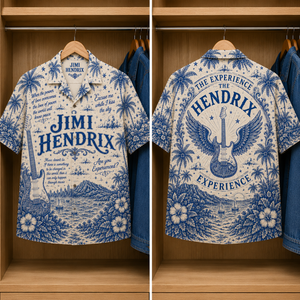 Jimmi Hendrix Special Edition Tropical Blue Hawaiian Shirt - Unisex Music Collage Button Up