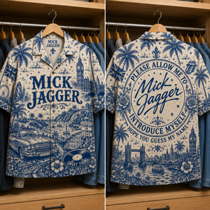 Mick Jagger Special Edition Tropical Blue Hawaiian Shirt - Unisex Music Collage Button Up
