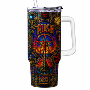 Rush 2112 Stained Glass Tumbler 20oz 40oz Stainless Steel Travel Mug Inspired by Classic Progressive Rock