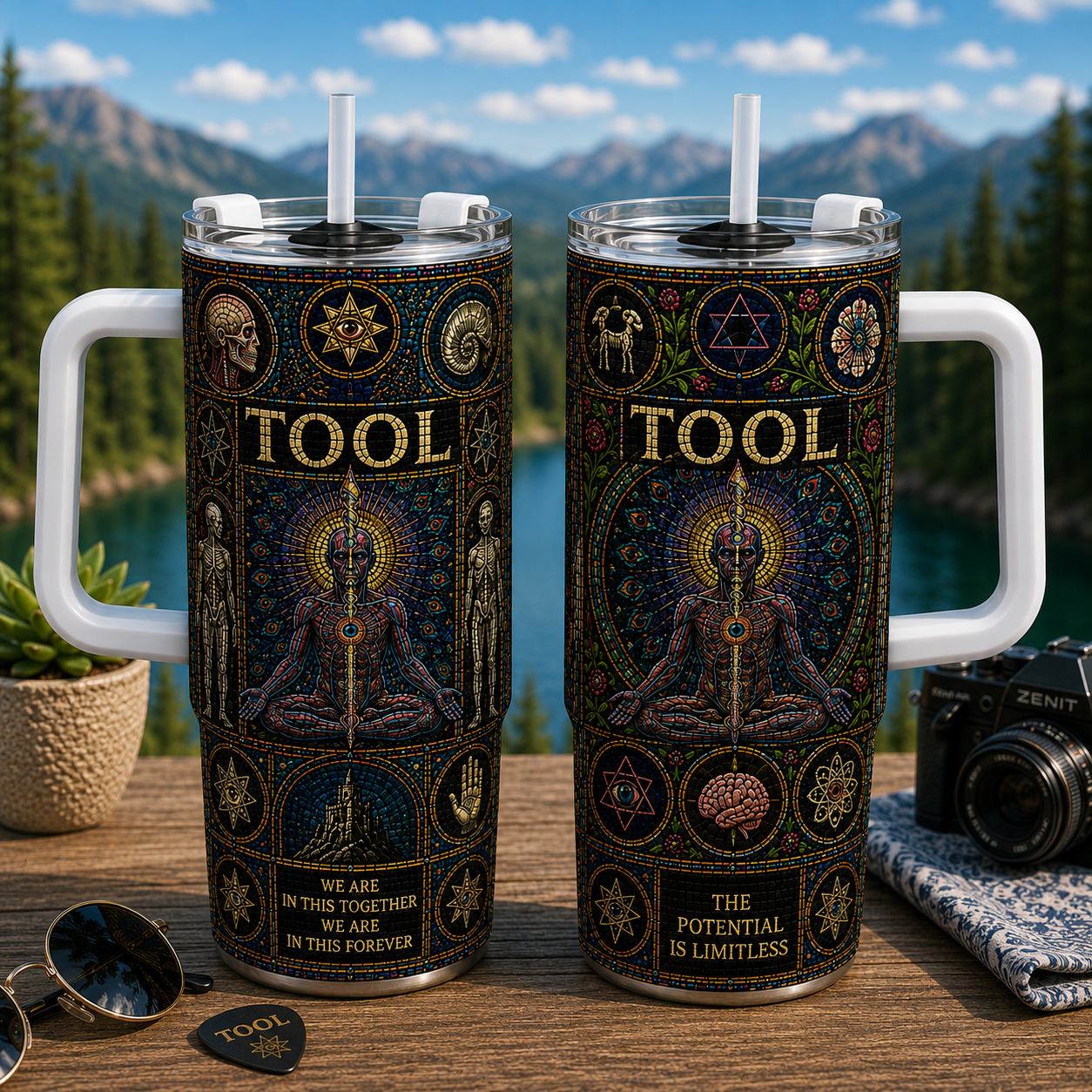 Tool 20oz & 40oz Stained Glass Stainless Steel Tumbler Progressive Metal Travel Mug With Lid and Straw
