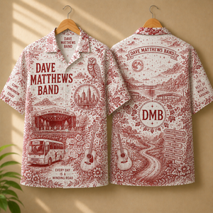 Dave Matthews Band Every Day Is a Winding Road Red Toile Hawaiian Shirt – DMB Fan Tropical Button-Up Gift