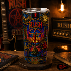 Rush 2112 Stained Glass Tumbler 20oz 40oz Stainless Steel Travel Mug Inspired by Classic Progressive Rock