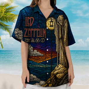 Led Zeppelin Stained Glass The Hermit Hawaiian Shirt, Rock Band Button Up Shirt