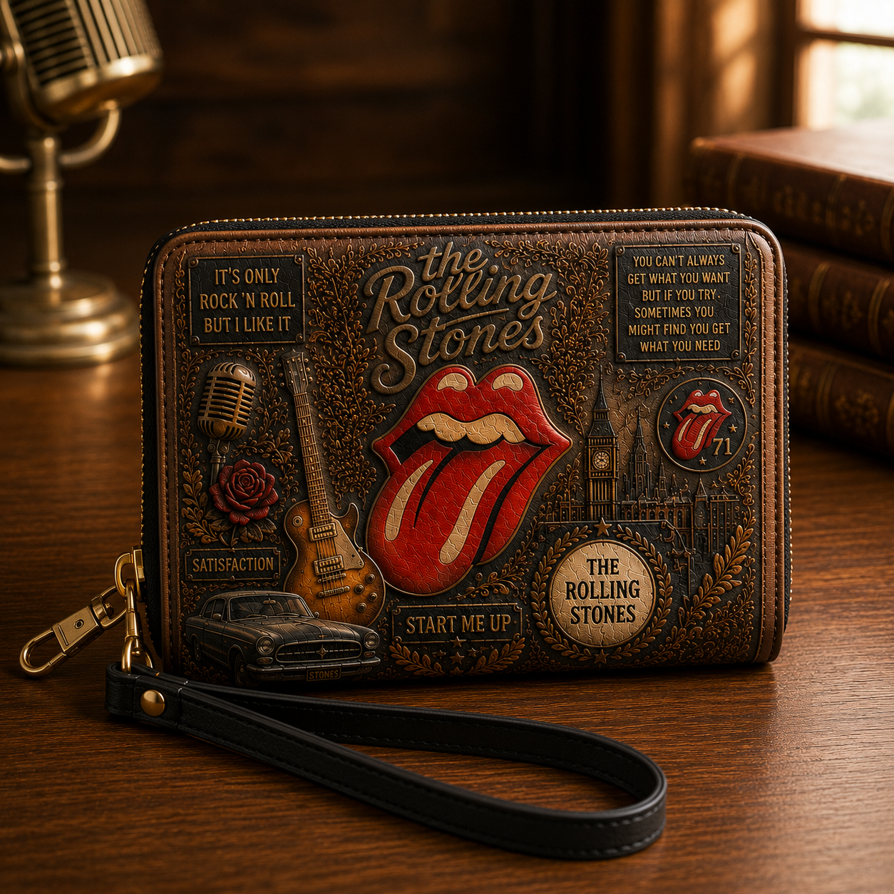 The Rolling Stones Handbag, Tote Bag and Wallet Set, Tongue Logo Classic Rock Accessories, Music Fan Gift