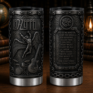 Led Zeppelin 3D Printed Stainless Steel Tumbler, Stairway to Heaven Rock Music Travel Cup, Classic Band Fan Gift