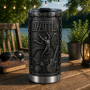 Led Zeppelin 3D Printed Stainless Steel Tumbler, Stairway to Heaven Rock Music Travel Cup, Classic Band Fan Gift