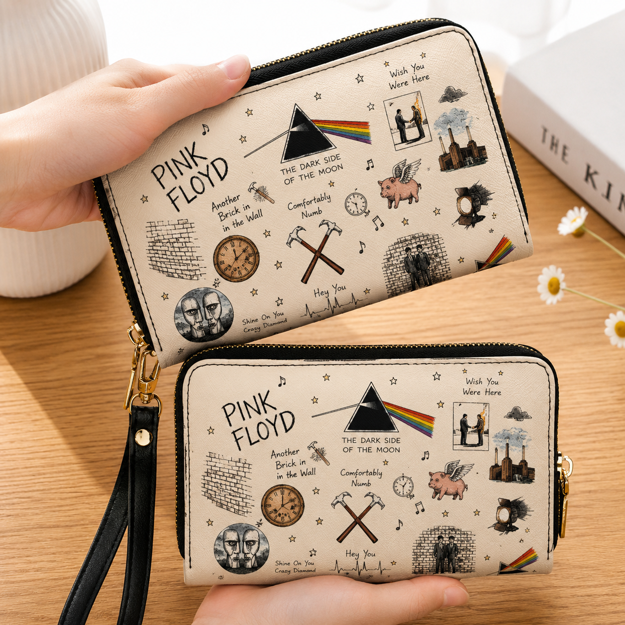 Pink Floyd Sketch Icon Handbag, Tote Bag and Wallet Set, Dark Side of the Moon Classic Rock Accessories, Pink Floyd Fan Gift