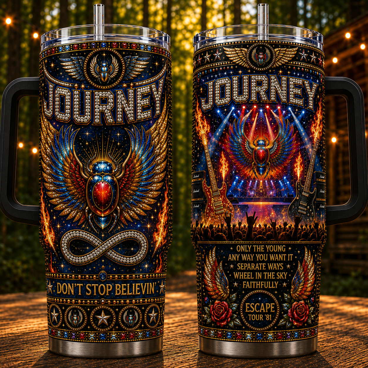 Journey 40oz Rhinestone Insulated Tumbler with Handle Stainless Steel Travel Mug with Straw and Lid